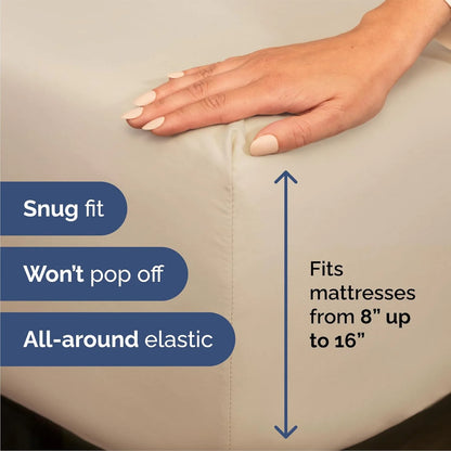 CGK Linens Luxury Soft 4 Piece Solid Bed Sheet Set - Deep Pocket Fits 8"-16" Mattresses in Wheat, Size Full