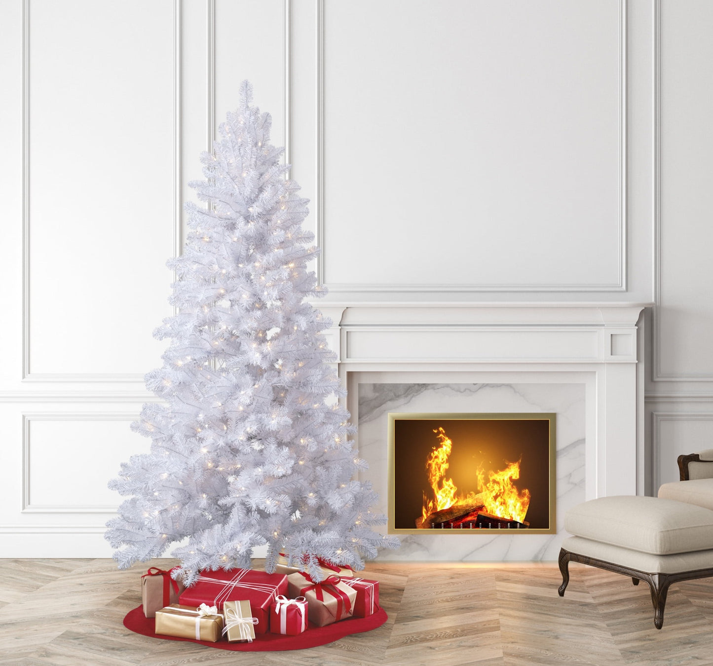 Holiday Time 7ft White Pre-Lit LED Color-Changing Duncan Fir Christmas Tree