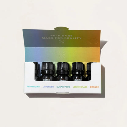 Cliganic Organic Essential Oils Set (Top 5) - 100% Pure Natural - Aromatherapy, Candle Making - Peppermint, Lavender, Eucalyptus, Lemongrass & Orange