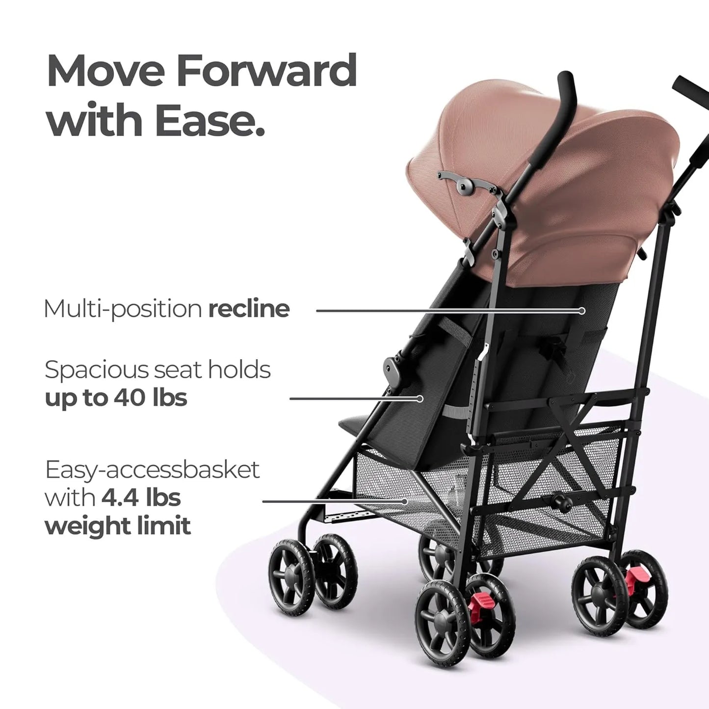 Moma and Baby Trek Lite Umbrella Stroller, Peach