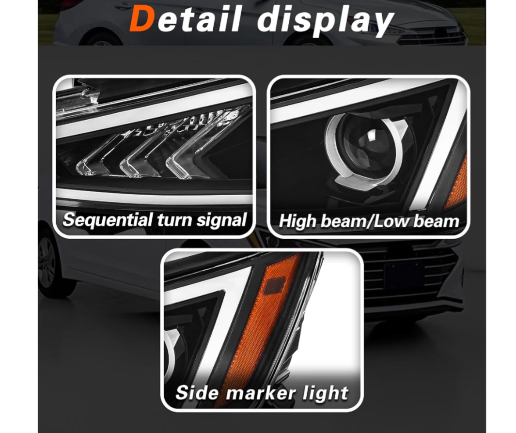 TODO Headlights Assembly Compatible with 2019 202O HyundaiElantra Driver and Passenger Side 92101-F3500 92102-F3500
