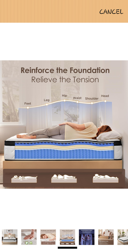Bed-in-a-Box Hybrid Medium-Firm 12" Queen Memory Foam Mattress
