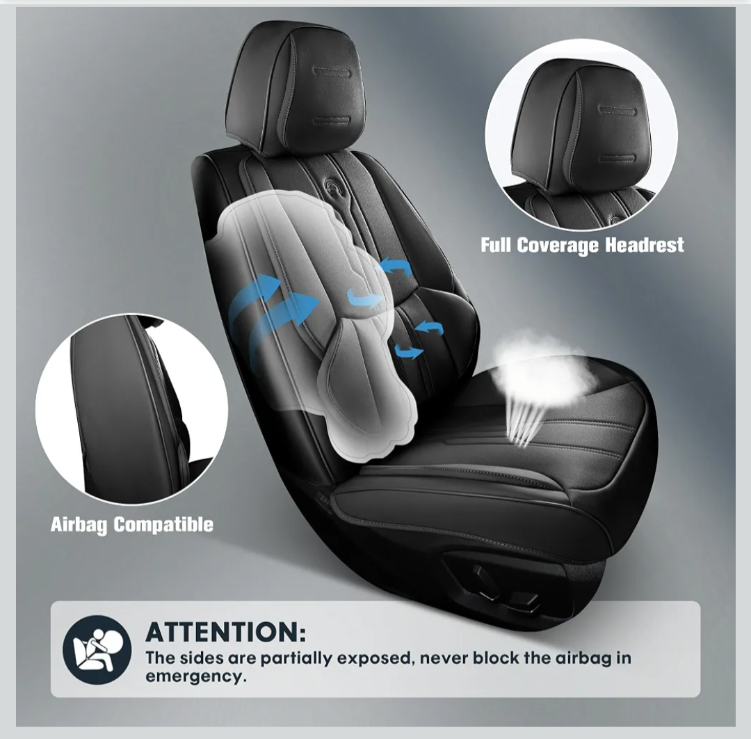 Faux Leather Car Seat Covers for Ford F150 2009-2026 and for 2017-2025 F250 F350 F450 Regular Cab Super Cab Super Crew Pickup Truck Cushions(Black, Full Set)