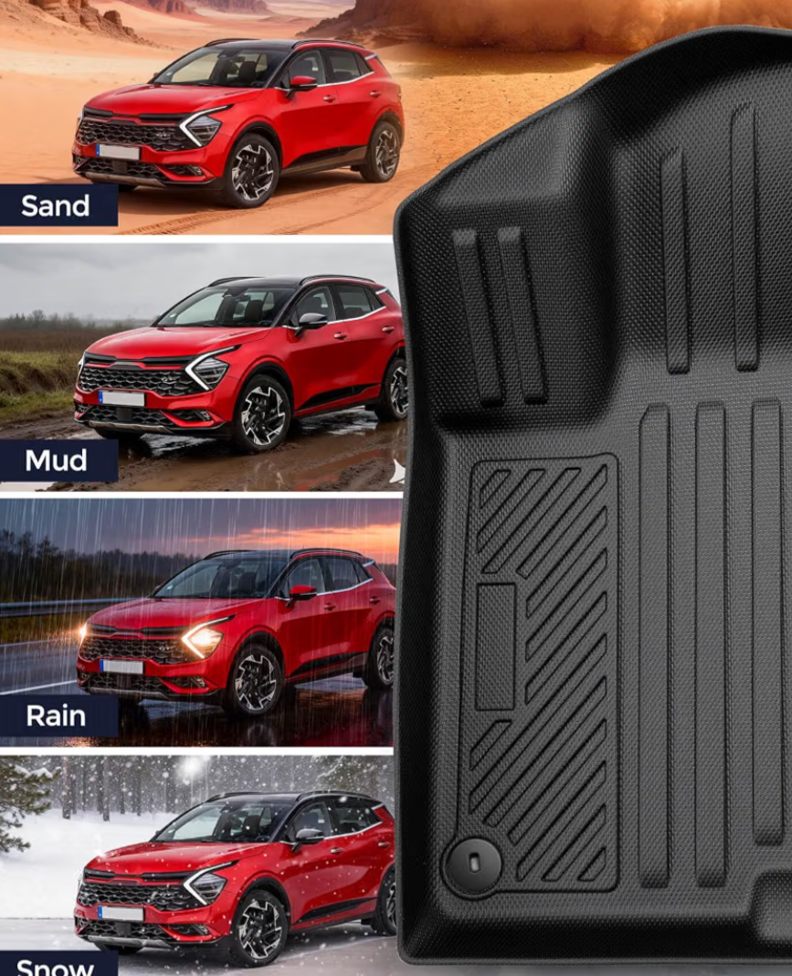 Floor Mats & Cargo Liner with Back Seat Cover (Protector & Door Sill Guards) for 2023-2026 Kia Sportage Non-Hybrid