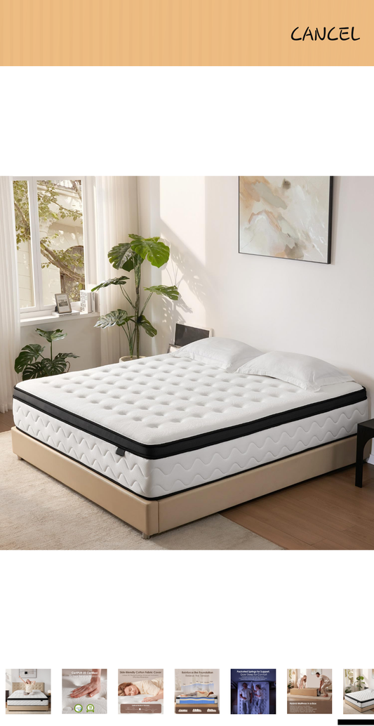 Bed-in-a-Box Hybrid Medium-Firm 12" Queen Memory Foam Mattress