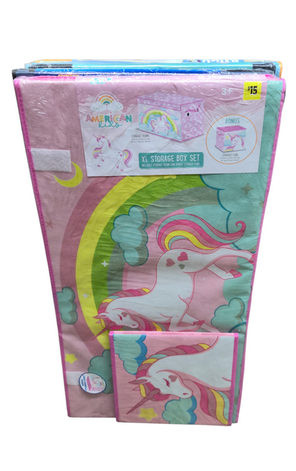 American Kids Unicorns & Rainbows 30" Popup Storage Box w/ Bonus Container
