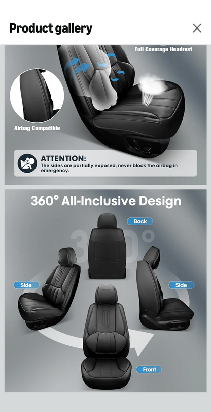 Faux Leather Car Seat Covers for Ford F150 2009-2026 and for 2017-2025 F250 F350 F450 Regular Cab Super Cab Super Crew Pickup Truck Cushions(Black, Full Set)