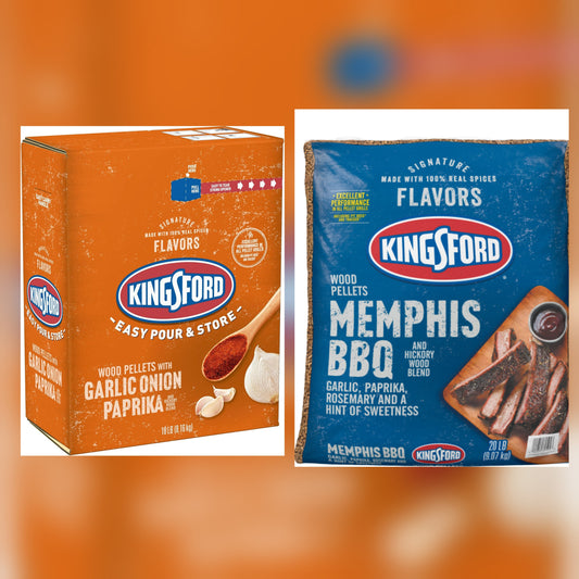 Kingsford Hardwood Pellets 17LB: Memphis BBQ and Garlic, Onion, and Paprika