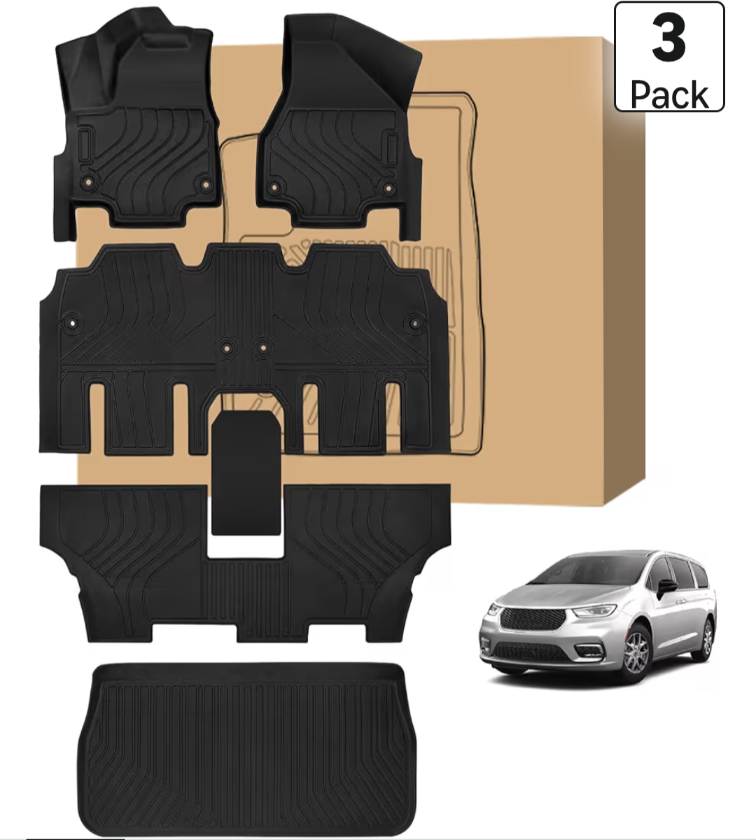 PELEUS Floor Mats for Chrysler Pacifica 2017-2026 & Voyager 2020- 2026 (Gas Only)