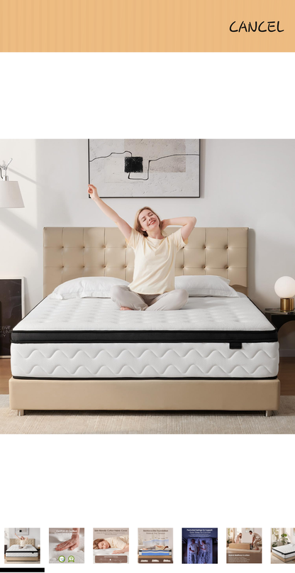 Bed-in-a-Box Hybrid Medium-Firm 12" Queen Memory Foam Mattress