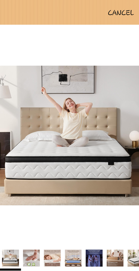 Bed-in-a-Box Hybrid Medium-Firm 12" Queen Memory Foam Mattress