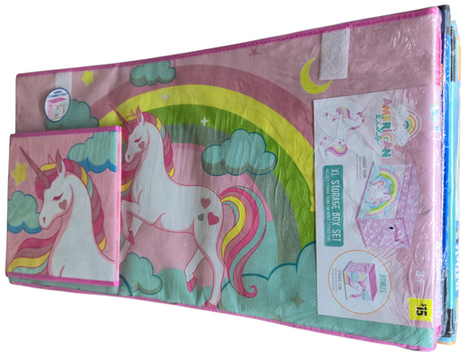 American Kids Unicorns & Rainbows 30" Popup Storage Box w/ Bonus Container