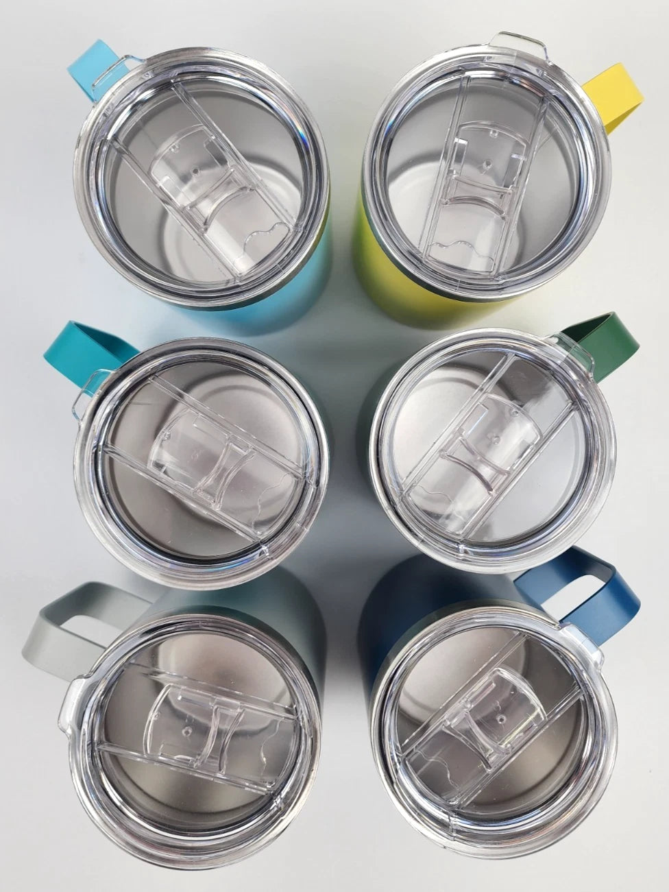 CASE OF 6 - 10 Fl. ounce Stainless Steel Mugs - New in Box - Multicolored
