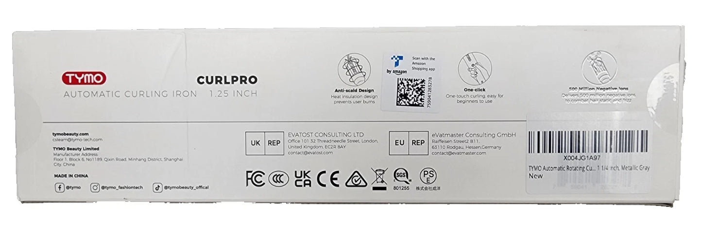 Tymo CurlPro Automatic Rotating Curling Iron 1 1/4" Platinum Metallic Gray