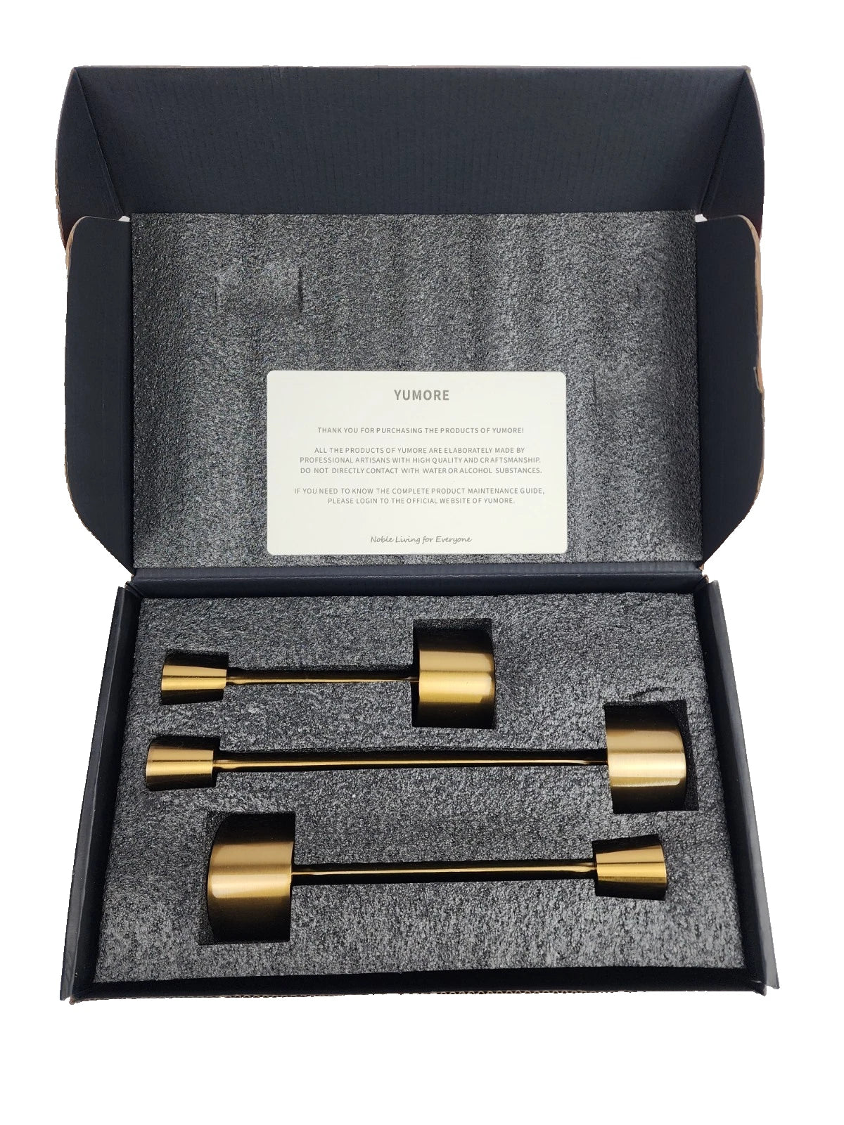 YUMORE 3 piece Candle Stick Holder, Gold