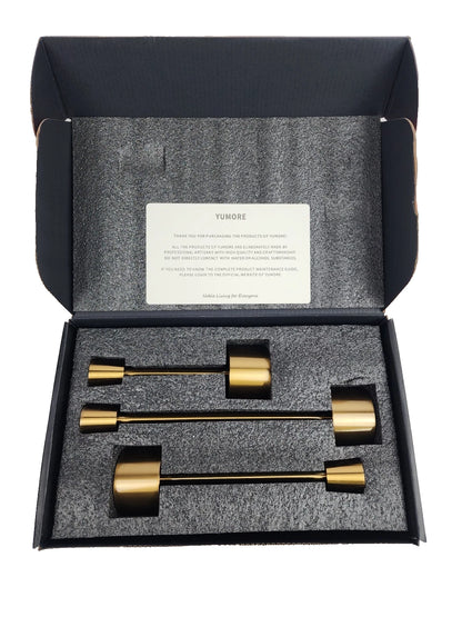 YUMORE 3 piece Candle Stick Holder, Gold