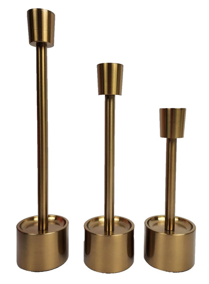 YUMORE 3 piece Candle Stick Holder, Gold
