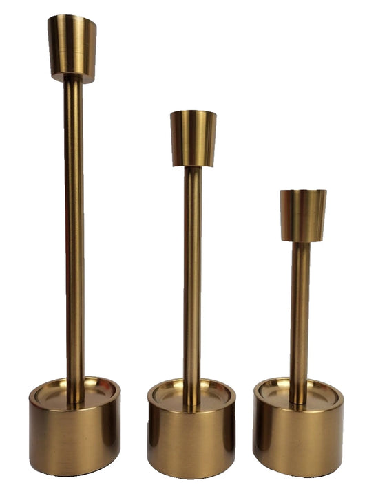 YUMORE 3 piece Candle Stick Holder, Gold