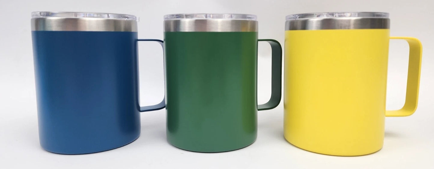 CASE OF 6 - 10 Fl. ounce Stainless Steel Mugs - New in Box - Multicolored