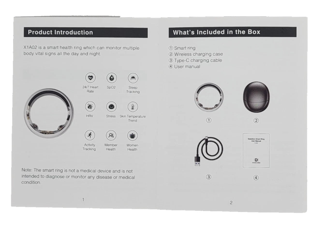 SEEKZERO Smart Ring No APP Subscription! iOS & Android Compatible SILVER Size: 7