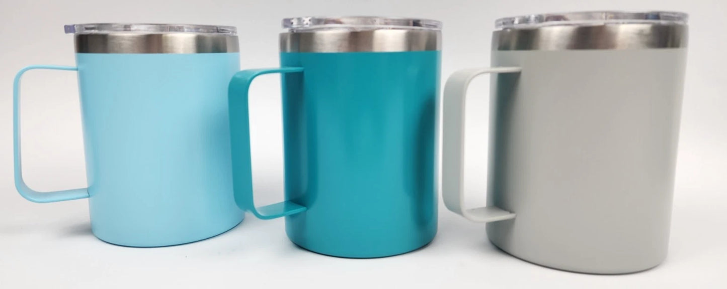 CASE OF 6 - 10 Fl. ounce Stainless Steel Mugs - New in Box - Multicolored