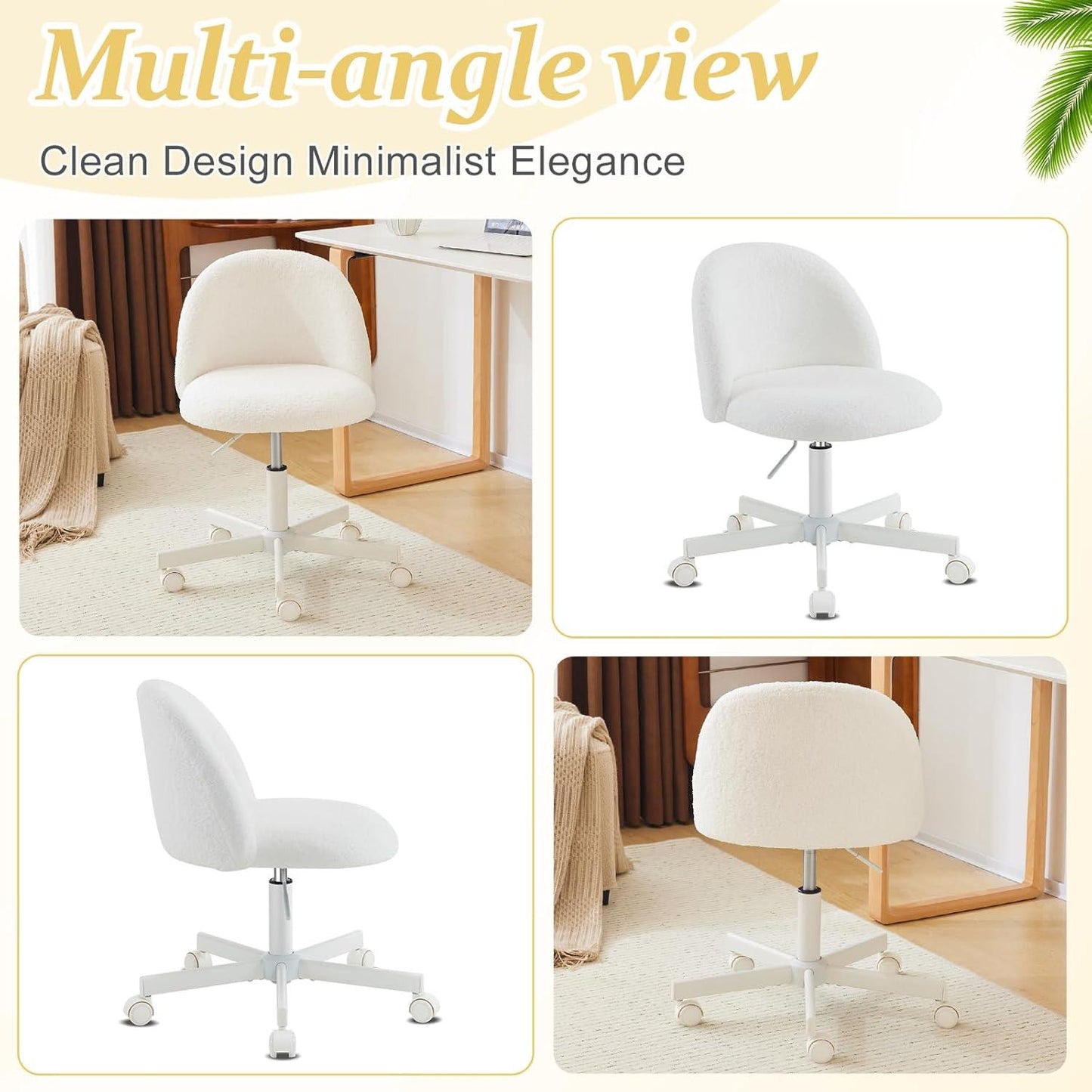 Vingli White Fleece Office - Vanity Chair